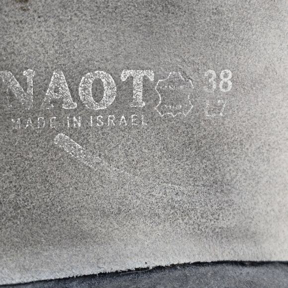 Naot Shoes Womens 7 38 Gray Leather Suede Crackle Kata Comfort Lace Up Flats - Picture 7 of 7